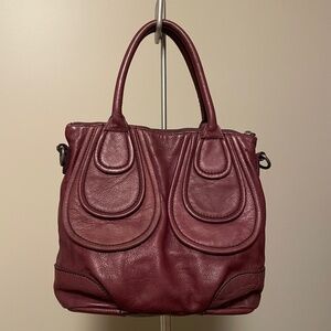 Liebeskind Berlin Helen Purple Red Leather Convertible Satchel